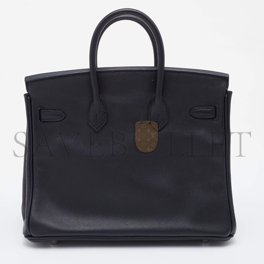 H**mes master birkin 25 swift leather black silver buckle bag h049362ck02 (25*20*13cm)